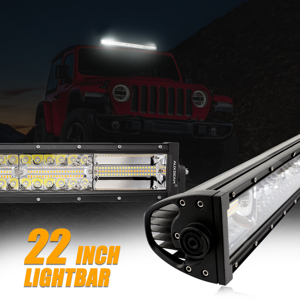 22"/32"/42"/50" - 6 Modes White&Amber LED Light Bars with Wiring Harness for JEEP Wrangler JK JL JEEP Grand Cherokee WJ