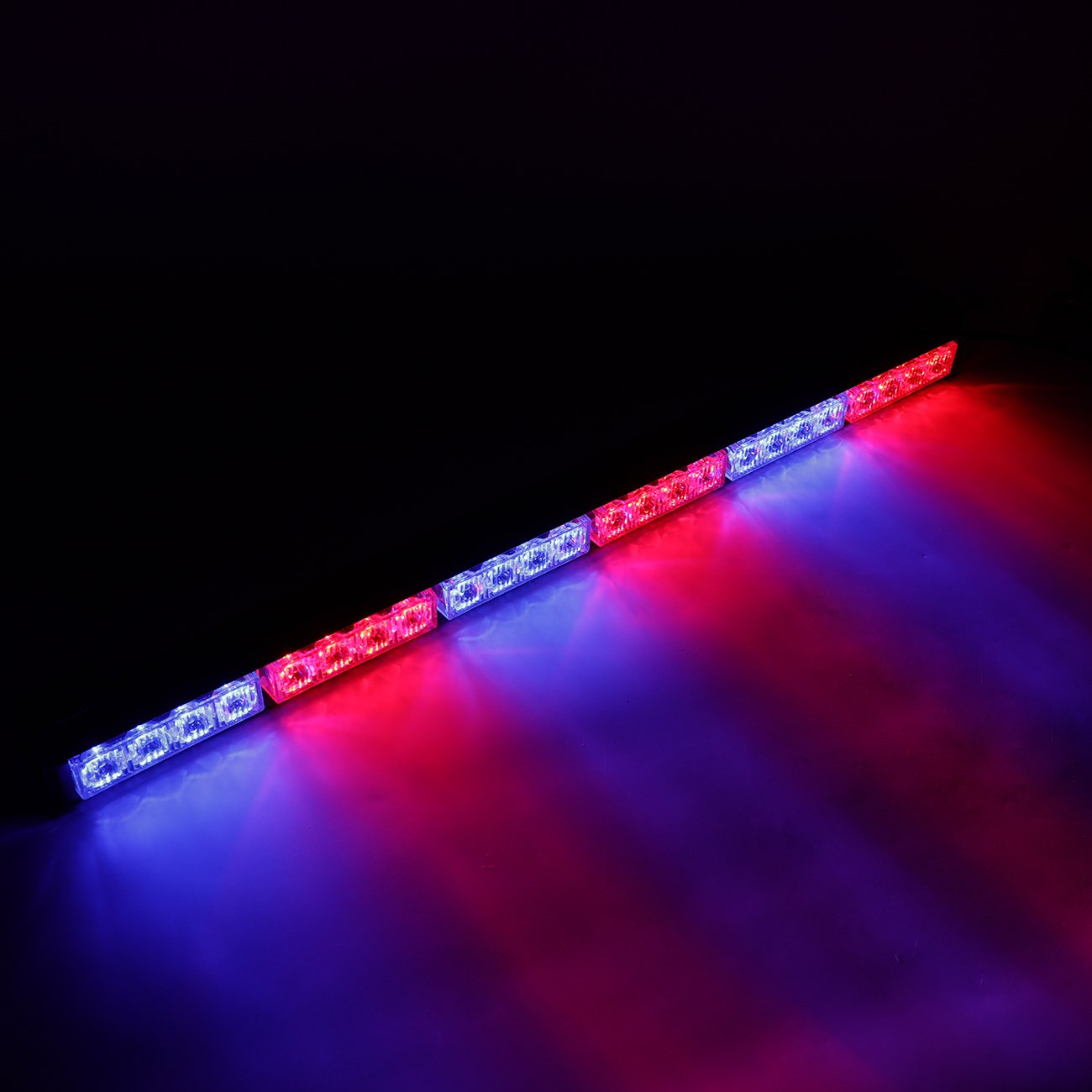 24" LED Emergency Warning Strobe Grille Flash Light Blue/Red/Amber