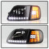 xTune Ford F150 97-03 Crystal Headlights w/ Clear LED Corners Black HD-ON-FF15097-LED-SET-BK