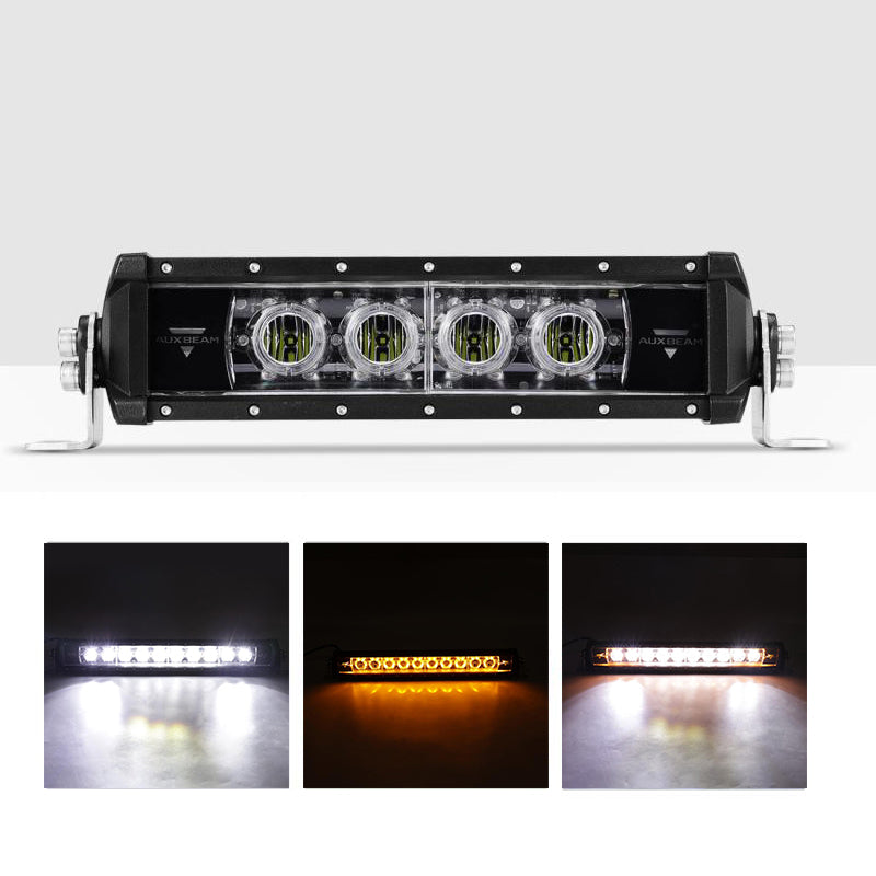 Aux-Trend 12 inch 28W Flood Light Bar with Amber Atmosphere Light