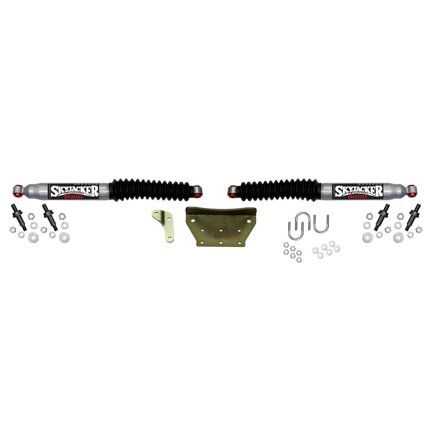 Steering Stabilizer Dual Kit Silver w/Black Boots 99 Ford F-250 99-04 Ford F-250 Super Duty 99-04 Ford F-350 Super Duty 00-05 Ford Excursion Skyjacker