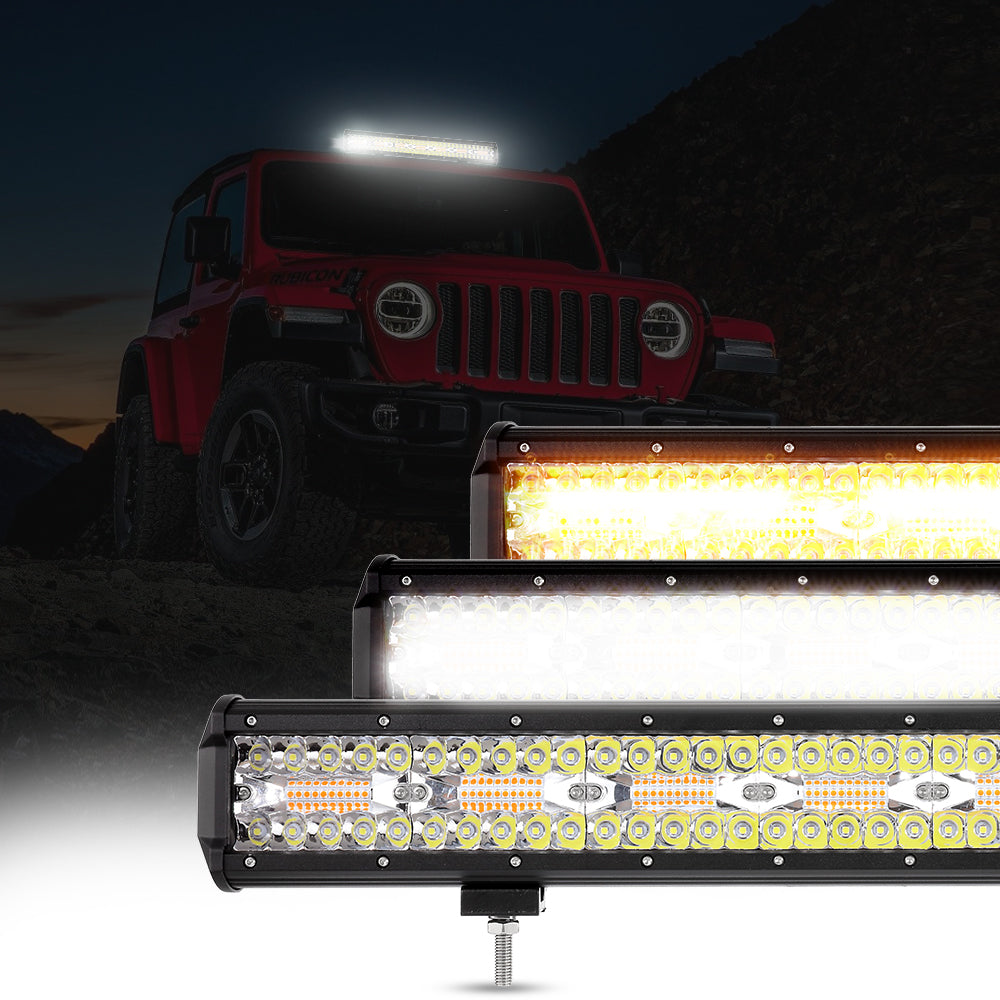 3"/4"/7"/12"/20" - 6 Modes White&Amber LED Working Light with Wiring Harness for SUV ATV UTV Trucks Pickup Boat