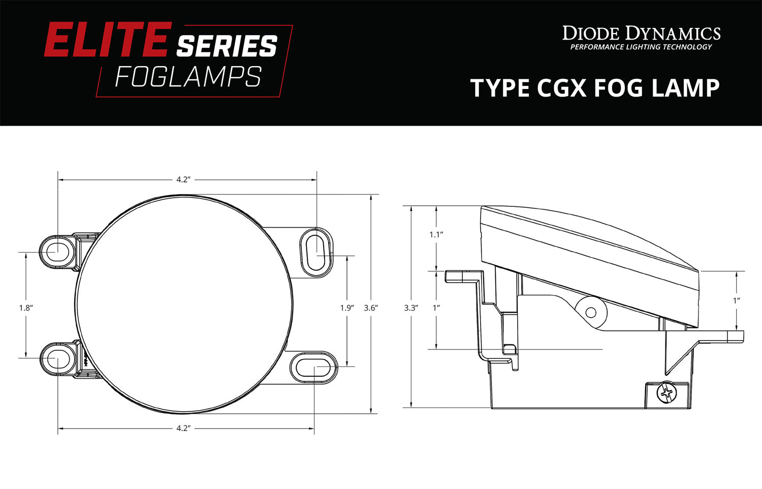Elite Series Type CGX Fog Lamps, White Pair Diode Dynamics