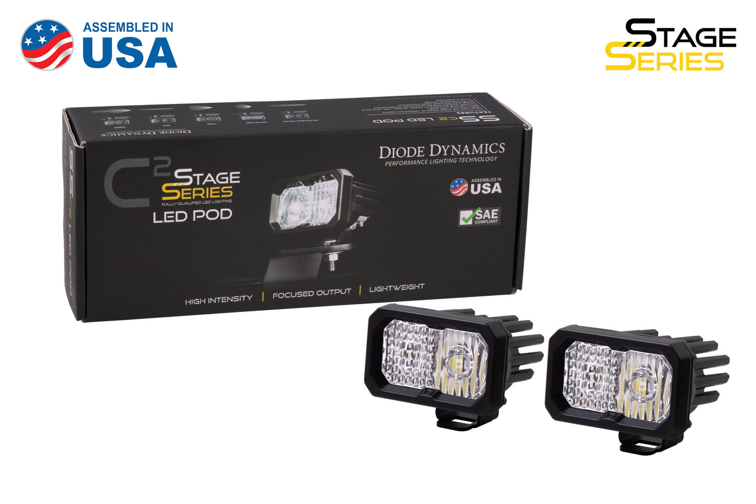 Stage Series 2 Inch LED Pod, Sport White Flood Standard ABL Pair