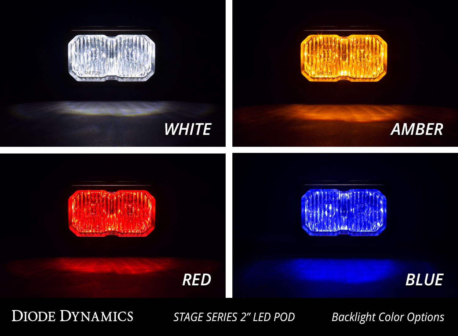 Stage Series 2 Inch LED Pod, Sport White Flood Standard ABL Pair