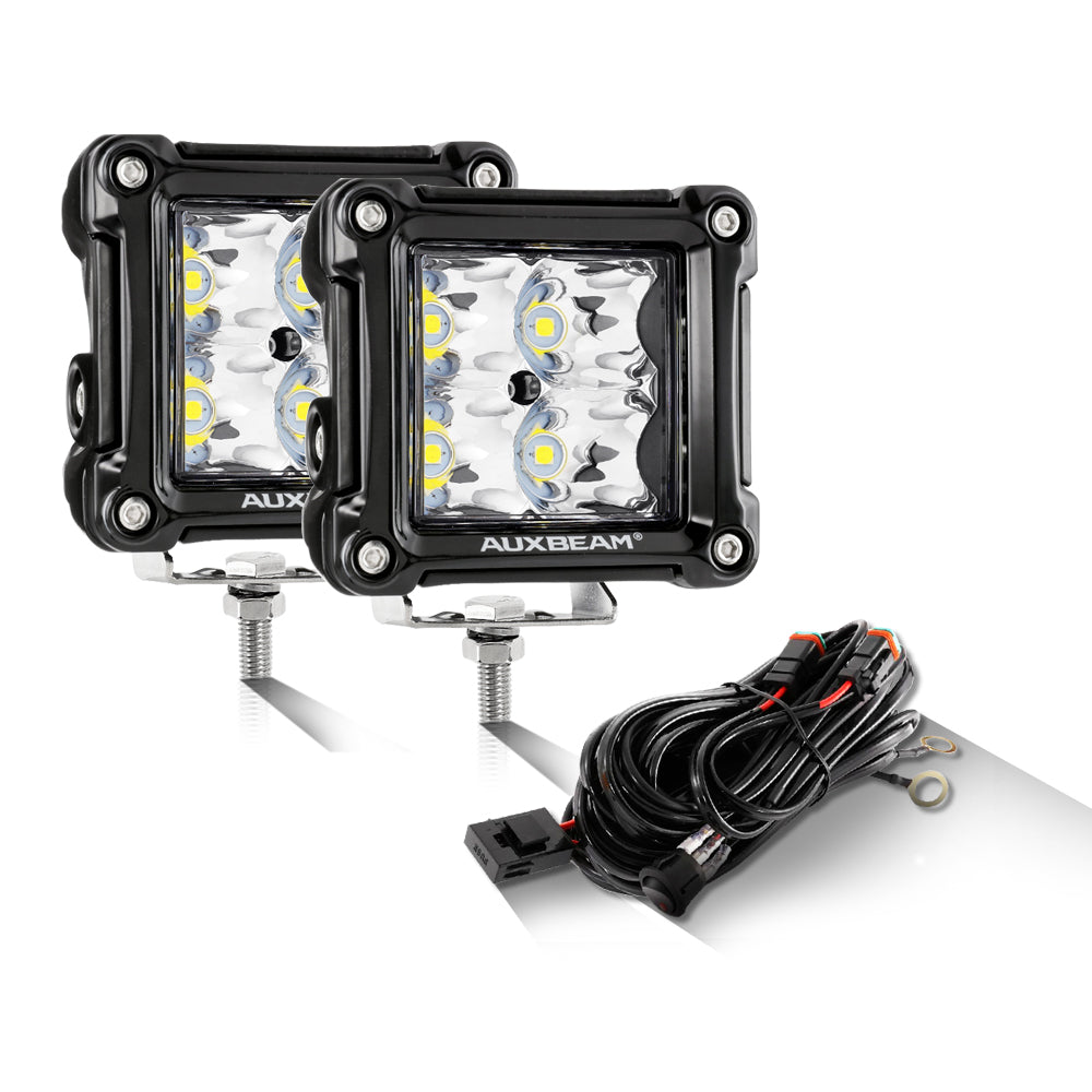 NEW 3" LED Pods Light Spot/Flood Multicolor frame with wiring harness for SUV ATV UTV Trucks Pickup Boat
