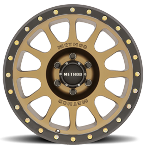 Aluminum Wheels 20x10 NV MR305 Bolt Pattern 6 On 139.7 Offset -18 Lip Size 2.05 Method Bronze BRZ Black Street Loc Method