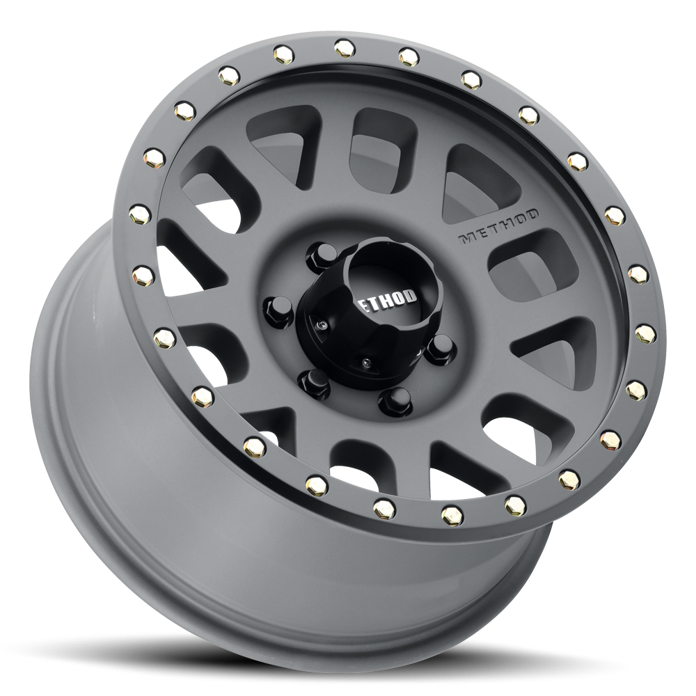 Aluminum Wheels 17x8.5 Grid MR309 Bolt Pattern 6 On 139.7 Offset 0 Lip Size 1.61 Titanium GY Black Street Loc Method