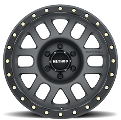 Aluminum Wheels 17x8.5 Grid MR309 Bolt Pattern 6 On 139.7 Offset 0 Lip Size 1.61 Titanium GY Black Street Loc Method