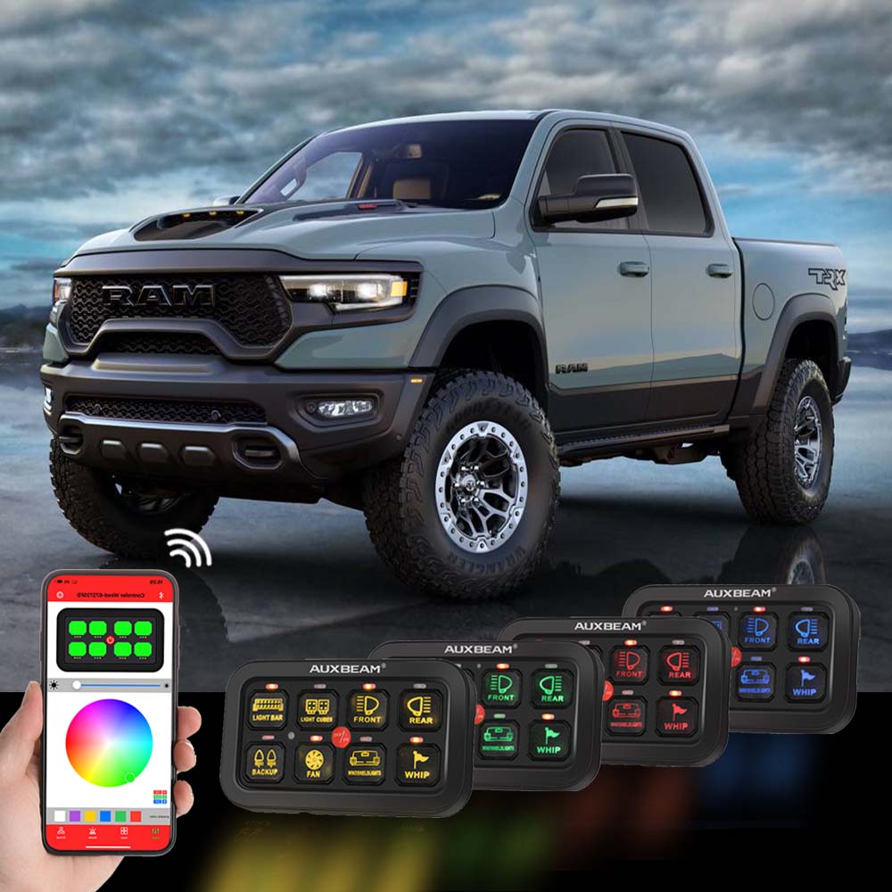 AR-800 Multifunction RGB Switch Panel with Bluetooth Controlled & 47 Inch Extension Cable(Optional) for Dodge Ram
