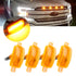 (4pcs/set) LED Front Hood Grille Lights Raptor Style Amber Light Fit for Ford F150 F250 F350 (Amber Shell/ Smoked Shell)