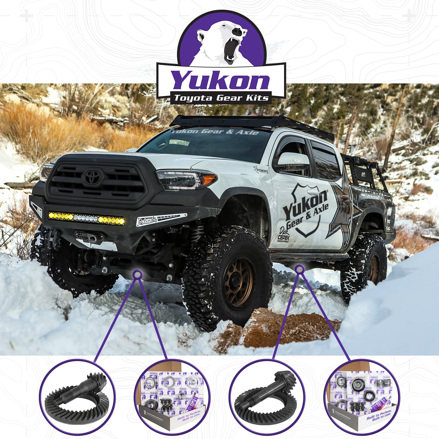 Ring & Pinion Gear Kit Package Front & Rear With Install Kits - Toyota 8 Inch /8 Inch IFS Toyota 05-15 Tacoma 07-09 Fj W/ Locker (8 Inch /8 Inch ) 4.56 Ratio Gear Package (Fits 3.73&Down Front Case) Yukon Gear