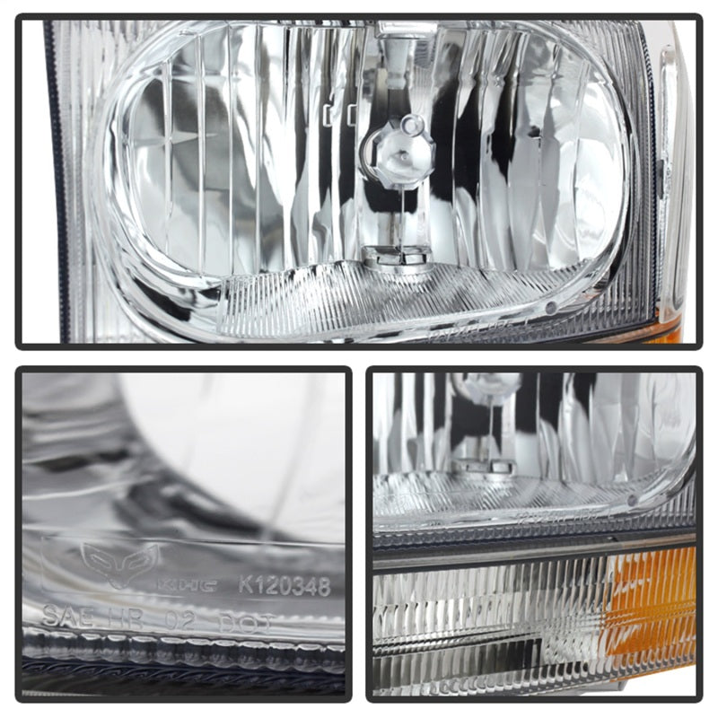 xTune Ford F250/350/450 Superduty 99-04 Crystal Headlights w/ Bumper Lights HD-JH-FF25099-AM-C