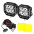 5 Inch 132W White/Amber LED Pods with Amber DRL & Additional Amber Covers for SUV Jeep Ford Off-road Pickup Truck Tractor
