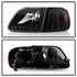 xTune Ford F150 97-03 Crystal Headlights w/ Clear LED Corners Black HD-ON-FF15097-LED-SET-BK