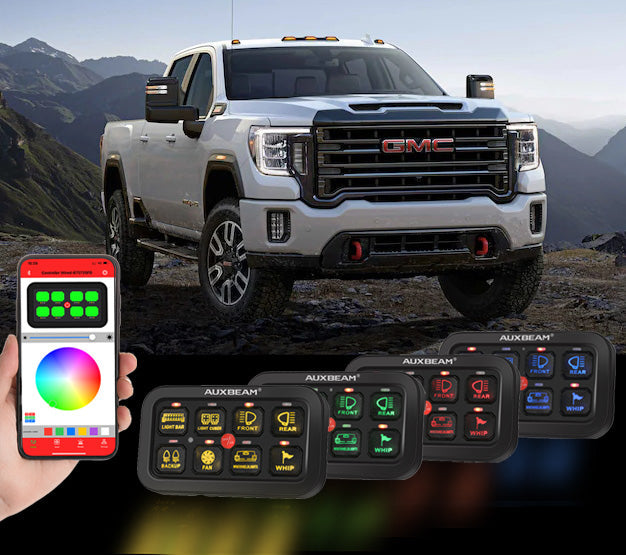 AR-800 Multifunction RGB Switch Panel with Bluetooth Controlled & 47 Inch Extension Cable(Optional) for 2021 GMC Sierra 1500 2500 3500 GMC Sierra AT4
