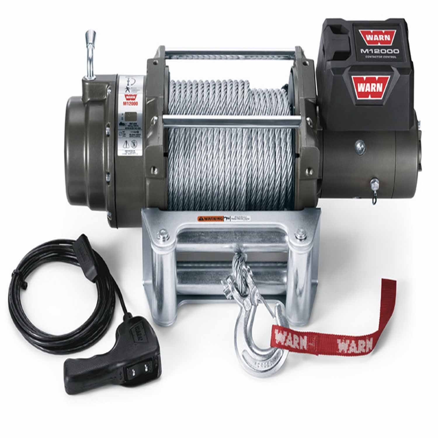 Warn 17801 12 Volt Elect 12000 LB Cap 125 Ft Rope Roller Fairlead Wired Remote