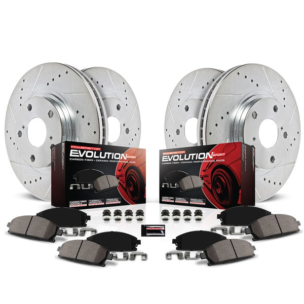 Power Stop Daily driver kit Front and Rear Z23 Carbon Fiber Brake Pads with Drilled & Slotted Brake Rotors Kit 07-2021 Tundras K2813